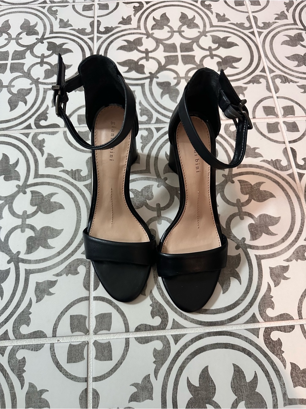 Gianni Bini Black Open-Toe Ankle Strap Heels